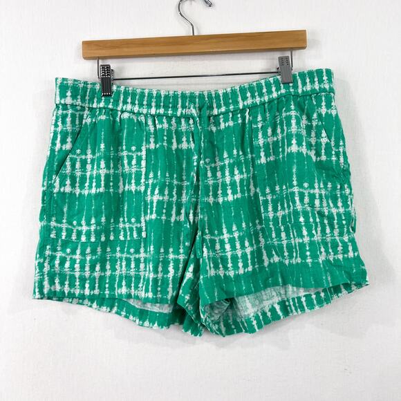 J. Crew Pants - J.Crew Women's Linen Blend Green Tie Dye Shorts Large Summer Spring